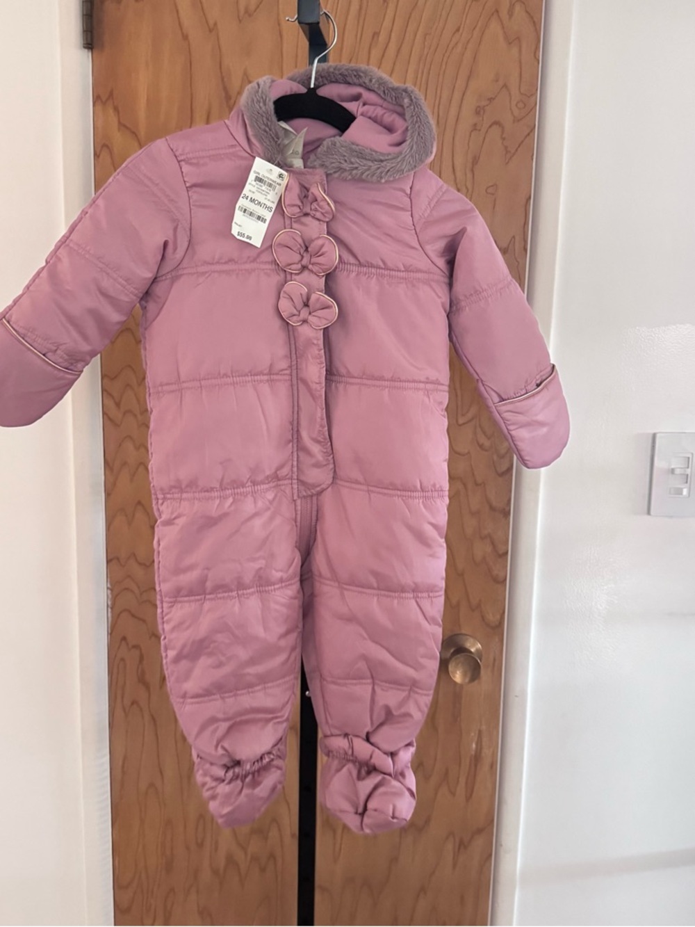 First Impressions Pink Hooded Toddler One-Piece Snowsuit 24 months